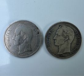 2 silver coins venezuela 5 bolivars