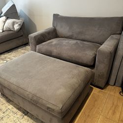 Crate And Barrel Axis Chair And A Half Ottoman Set