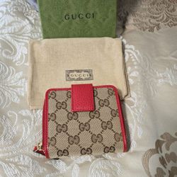 Guccis Wallet Monogram Red Leather - 200% Authentic New 
