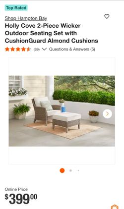 NEW Hampton Bay Holly Cove 2-Piece Wicker Outdoor Seating Set