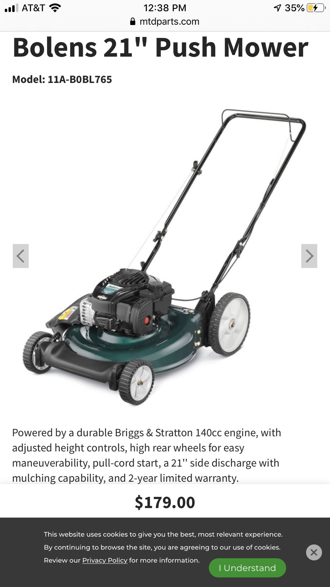 $99 Brigs and Stratton Like new Push Mower