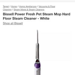 Bissell Power Fresh Pet Steam Mop Hard Floor Steam Cleaner - White

