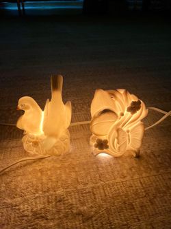 IWRice & Co vintage portable lamps birds and butterfly set
