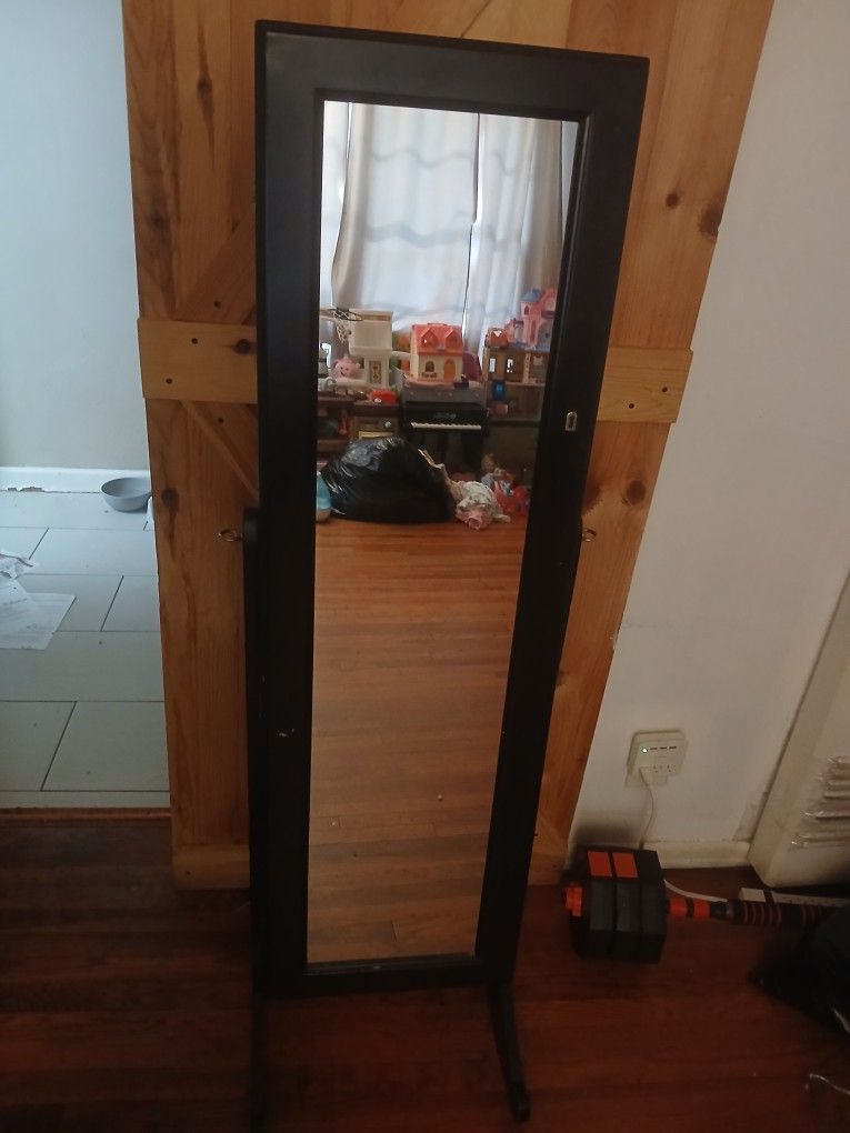 Lori Greiner Gold & Silver Safekeeper Standing Mirror Jewelry Cabinet