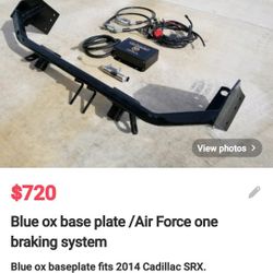 Blue ox Base plate & AIRFORCE ONE BRAKING SYSTEM Of 2014 Cadillac SRX.