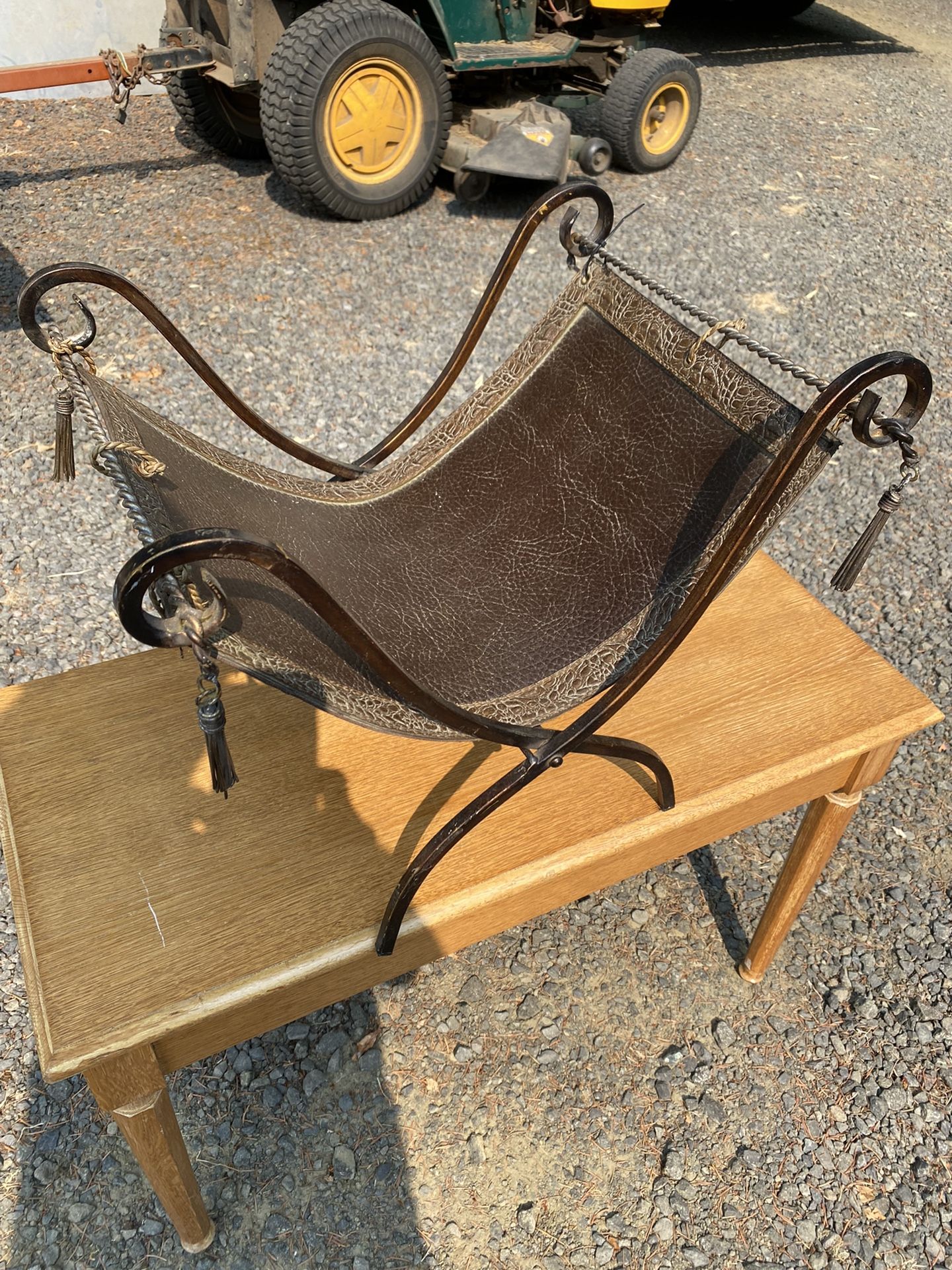 Vintage Leather Fireplace Wood Holder