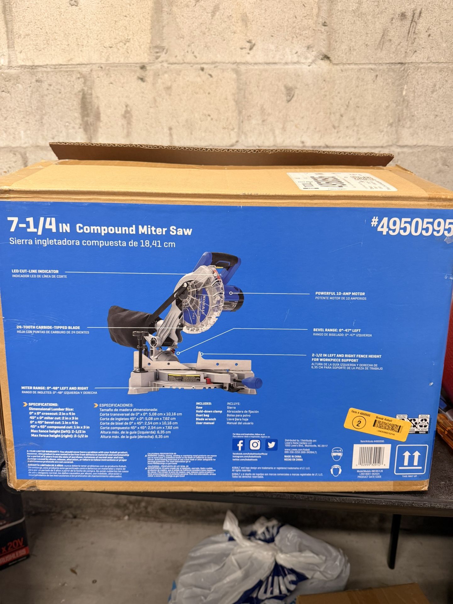 Kobalt 7 1/4 in 10 Amp Single Bevel Compound Corded Miter Saw