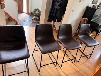 4 set Faux Leather Counter Bucket Stools