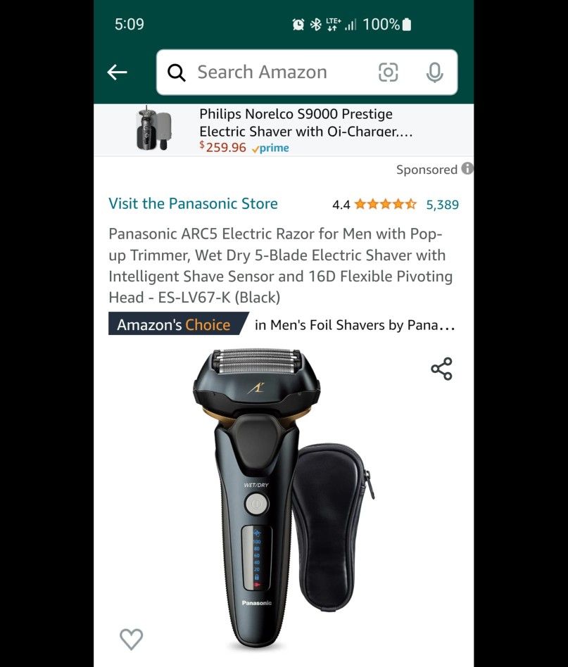 PANASONIC ES LV67 RAZOR FOR NAN POP WET DRY 5 BLADE TRIMMER