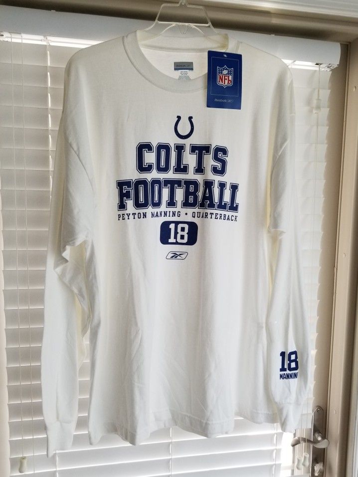 Peyton Manning #18 NFL Colts Long Sleeve Football Shirt 