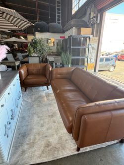 Top grain leather sofa and chair from Costco