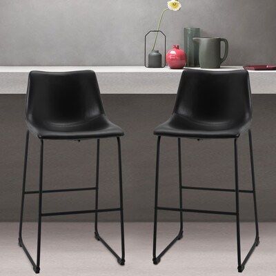 2 New Black Faux Leather Stools