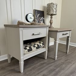 Refinished/updated Set Of Creamy White End Tables