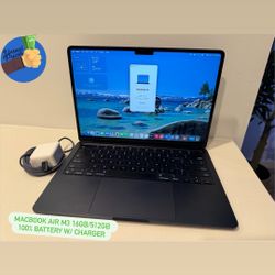 MacBook Air M3 16GB RAM 512GB SSD 100% Battery w/ Charger🔋💻