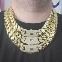 Monaco Chain 20 mm Wide 50 - 55 - 60 cm Long 14k Gold Plated