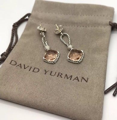 David Yurman Morganite Cushion on Point Earrings