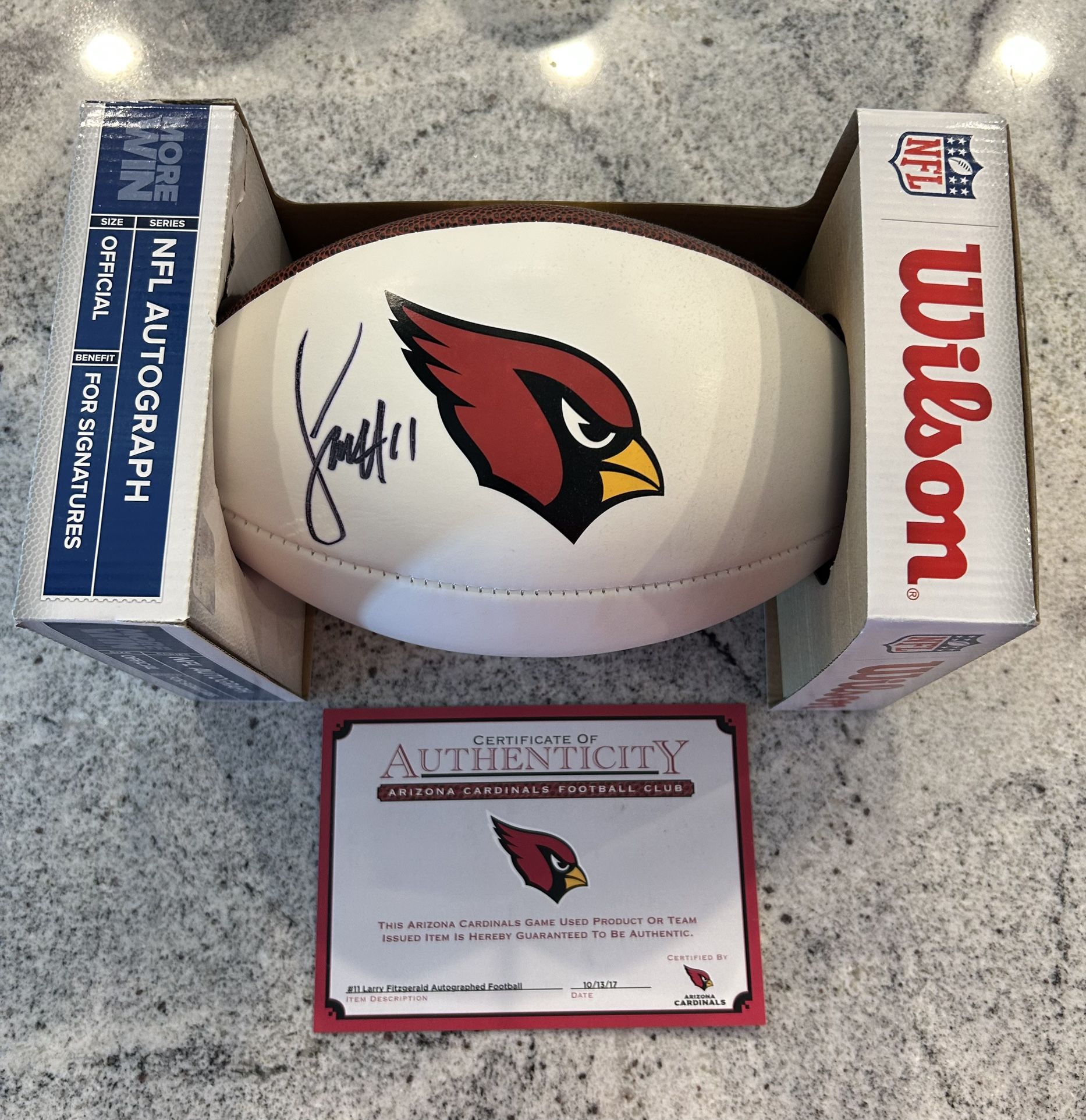 Larry Fitzgerald Autographed Football w/COA
