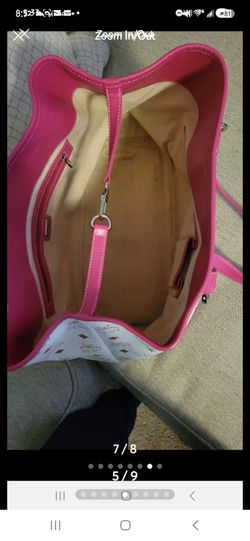 MCM Visetos Tote Bag Pink and White