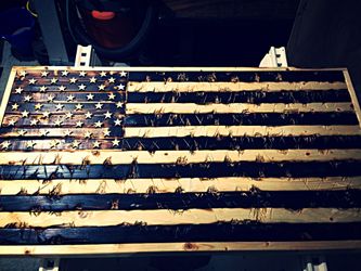 Rustic distressed hand crafted wood American Flag