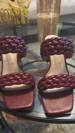 Anne Klein Red Braided Strap Heeled Sandals