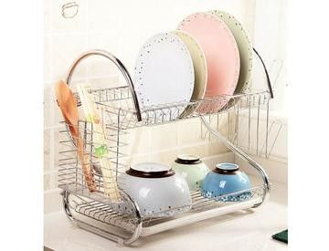 Kitchen storage dish and cup two-tier drying rack