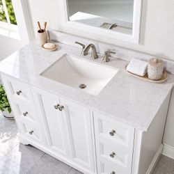 49 in. Pulsar White Vanity Top with Rectangular Sink