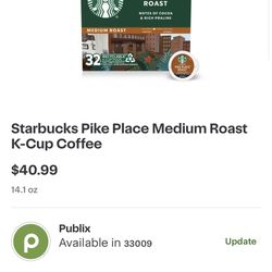 keurig pods starbucks pike place roast 32