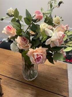 Vase with artificial roses