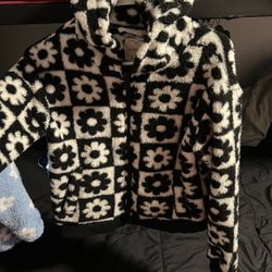 Girls Black & white Zip Up Hoodie Sz 12