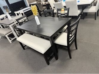 6PC Black Dining Table Set