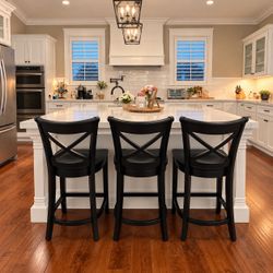Crate & Barrel Black Wooden Barstools Set of 3