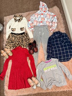 Girls fall/winter clothing bundle/lot size 7/8 with shoes size 11/12