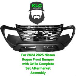 For 2024 2025 Nissan Rogue Front Bumper with Grille Complete Set Aftermarket Assembly