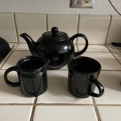  Black Ceramic Tea Set 