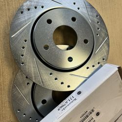 Dodge Grand Caravan 08-16 Front Drill Slot Rotors Ceramic Pads