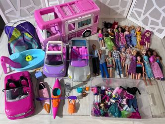 Barbie Lot w/ Dream Camper + 18 Dolls + Cars + Clothes + Accessories