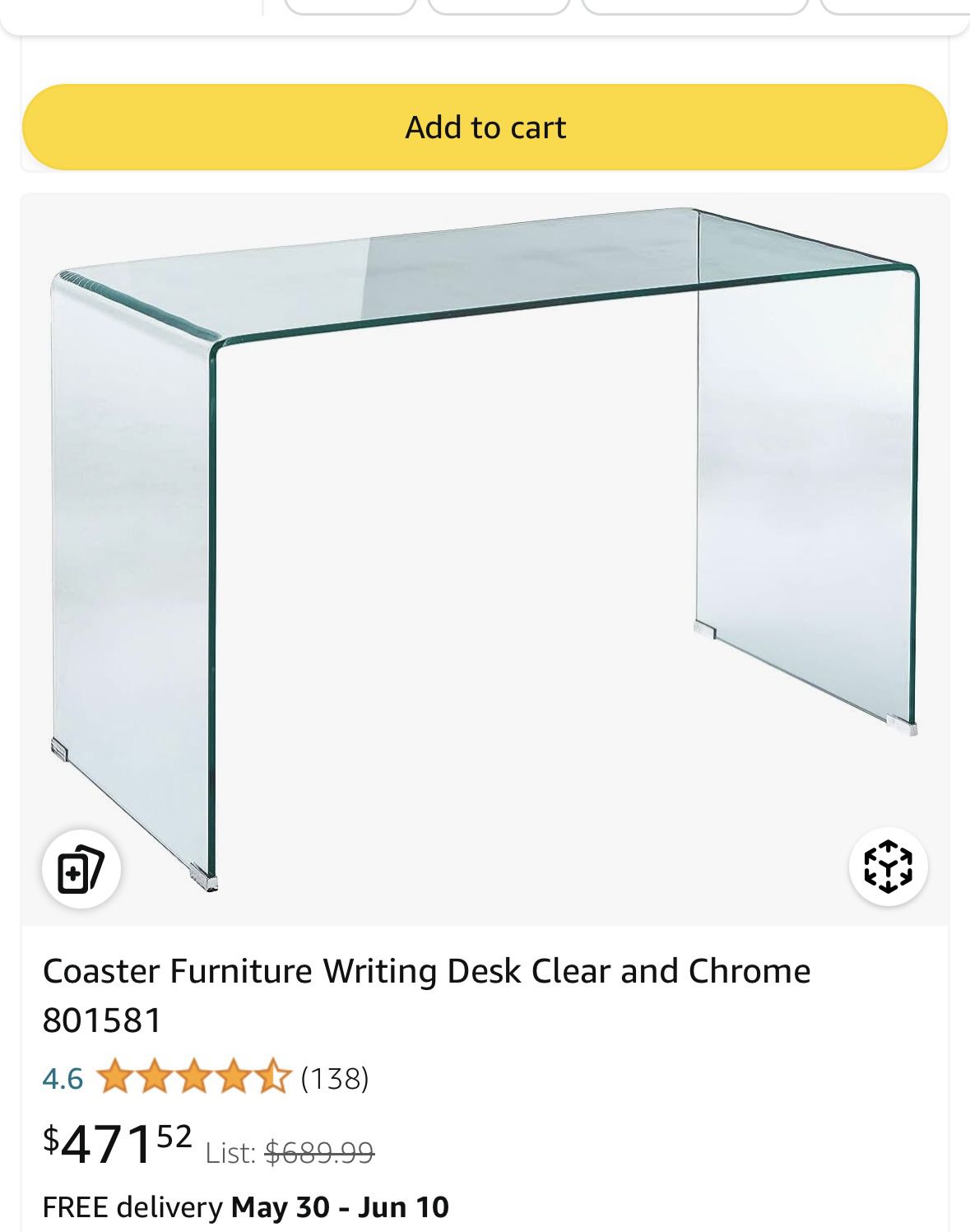 ACoaster Furniture Writing Desk Clear and Chrome