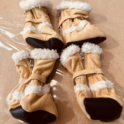 Pawtection Camel Suede Fleece Slip Resistant Dog Boots Shoes XL Machine Washable