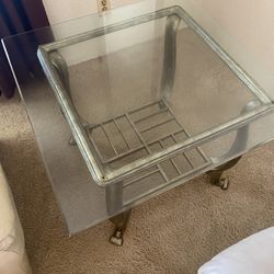2 Glass Top Coffee Table And End Table.  