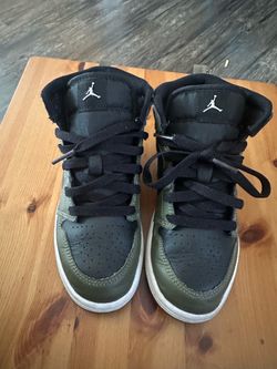Air Jordan 1 Mid Olive Green Black Sneakers