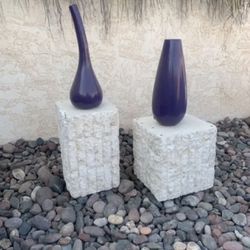 ( Set Of 2 ) Purple Ceramic 2003 Royal Haeger Vase 