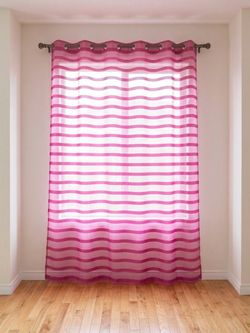 Pink Striped Sheer Grommet Curtain Panel
