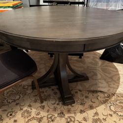 Wood Dining Table For 4 Chairs Greenish Gray Color