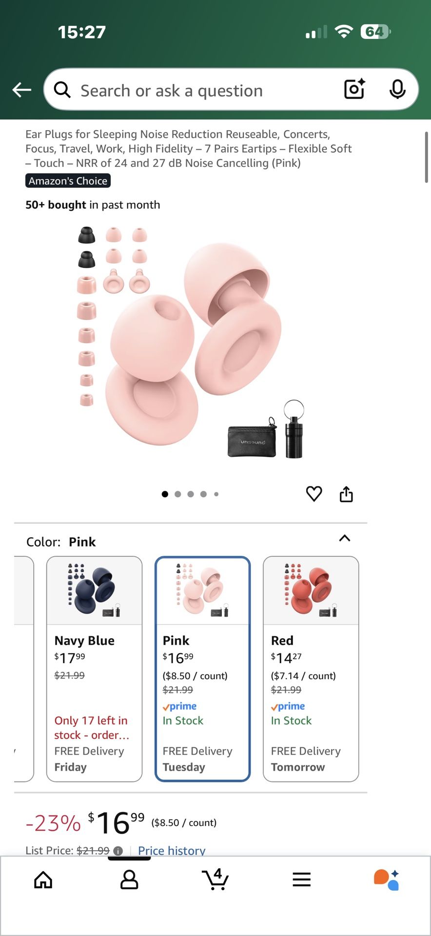 Ear Plugs for Sleeping Noise Reduction Reuseable, Concerts, Focus, Travel, Work, High Fidelity – 7 Pairs Eartips – Flexible Soft – Touch – NRR of 24 a