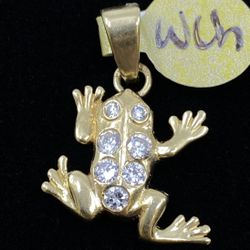 $225 Yellow Gold W Zirconia Frog Charm