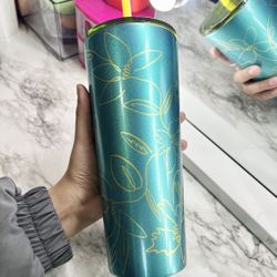 Starbucks Blue Floral Stainless Steel Tumbler