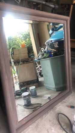 Large very heavy antique wood mirror