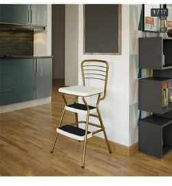 New in box retro counter chair with step stool