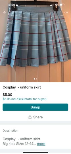 Blue Plaid Pleated  Skirt