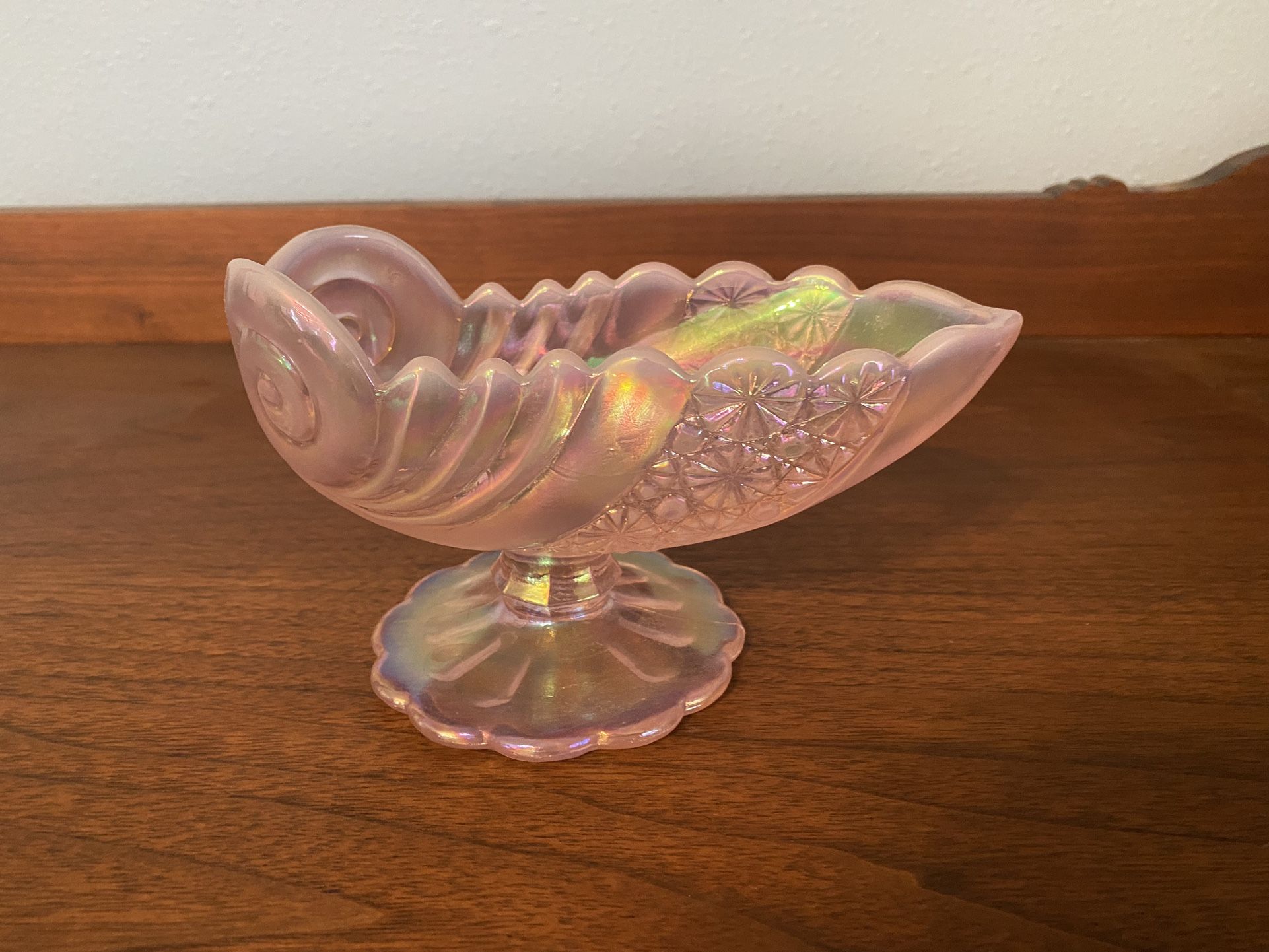 Fenton Glass Iridescent Compote Candy Dish